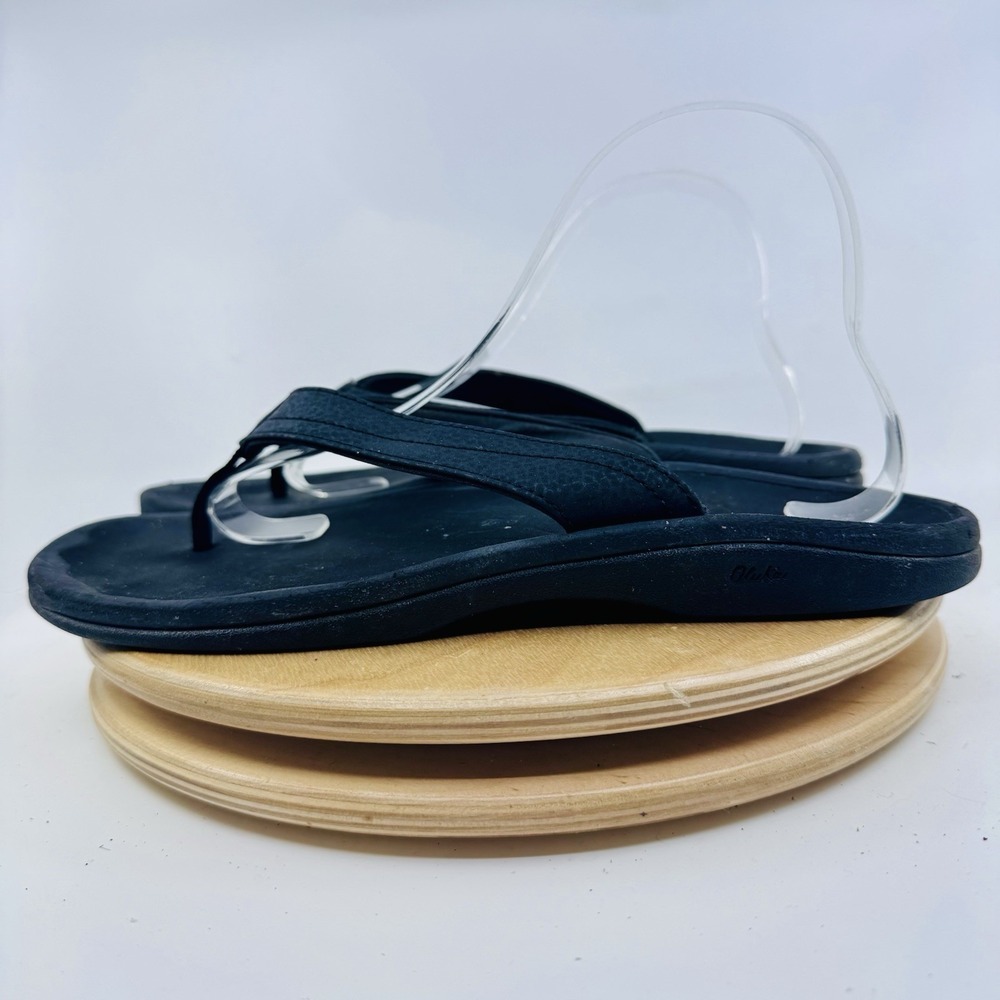 OluKai Ohana Black Flip Flop Sandals Womens 10 Comfort Beach Shoes 20110-4040